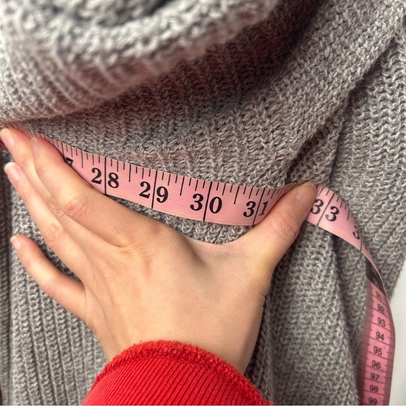 Anthro Pins & Needles Gray Long Sleeve Knit Sweater Dress White Lace Trim Large - Picture 8 of 12